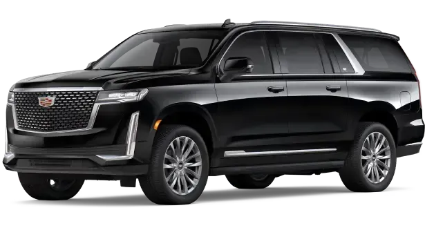 Black Cadillac Escalade SUV with chrome accents.