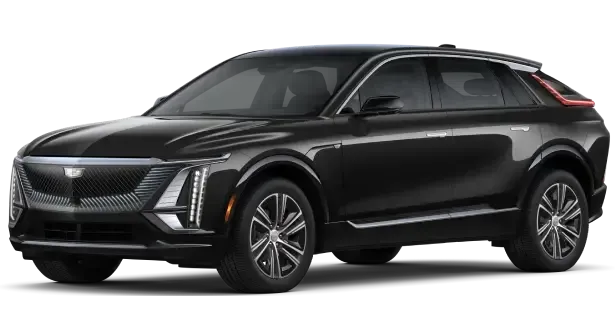 Black Cadillac Lyriq electric SUV.