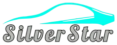 Silver Star logo with turquoise car silhouette and gray stylized text