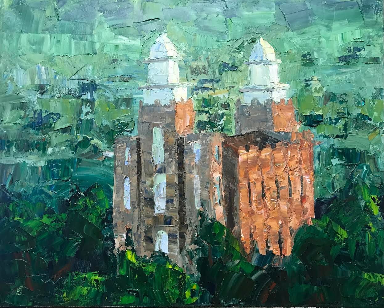 A painting of the Logan Temple.