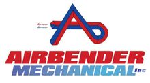 A red and blue logo for airbender mechanical inc.