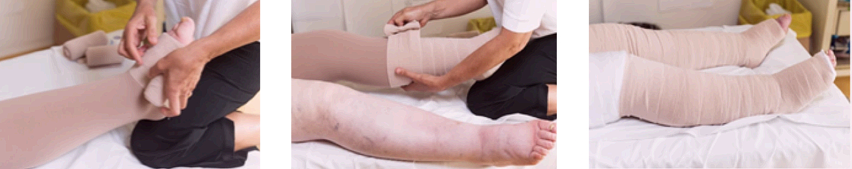 three images of a person getting a massage on a bed
