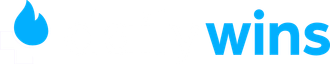 Daily wins logo in white and blue