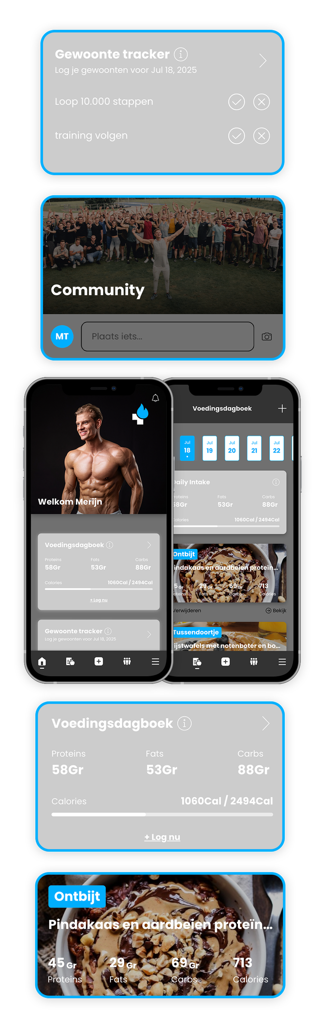 Daily wins app dashboard screens
