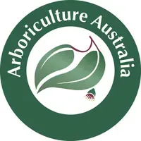 The logo for arboriculture australia is a green circle with a leaf in the middle.