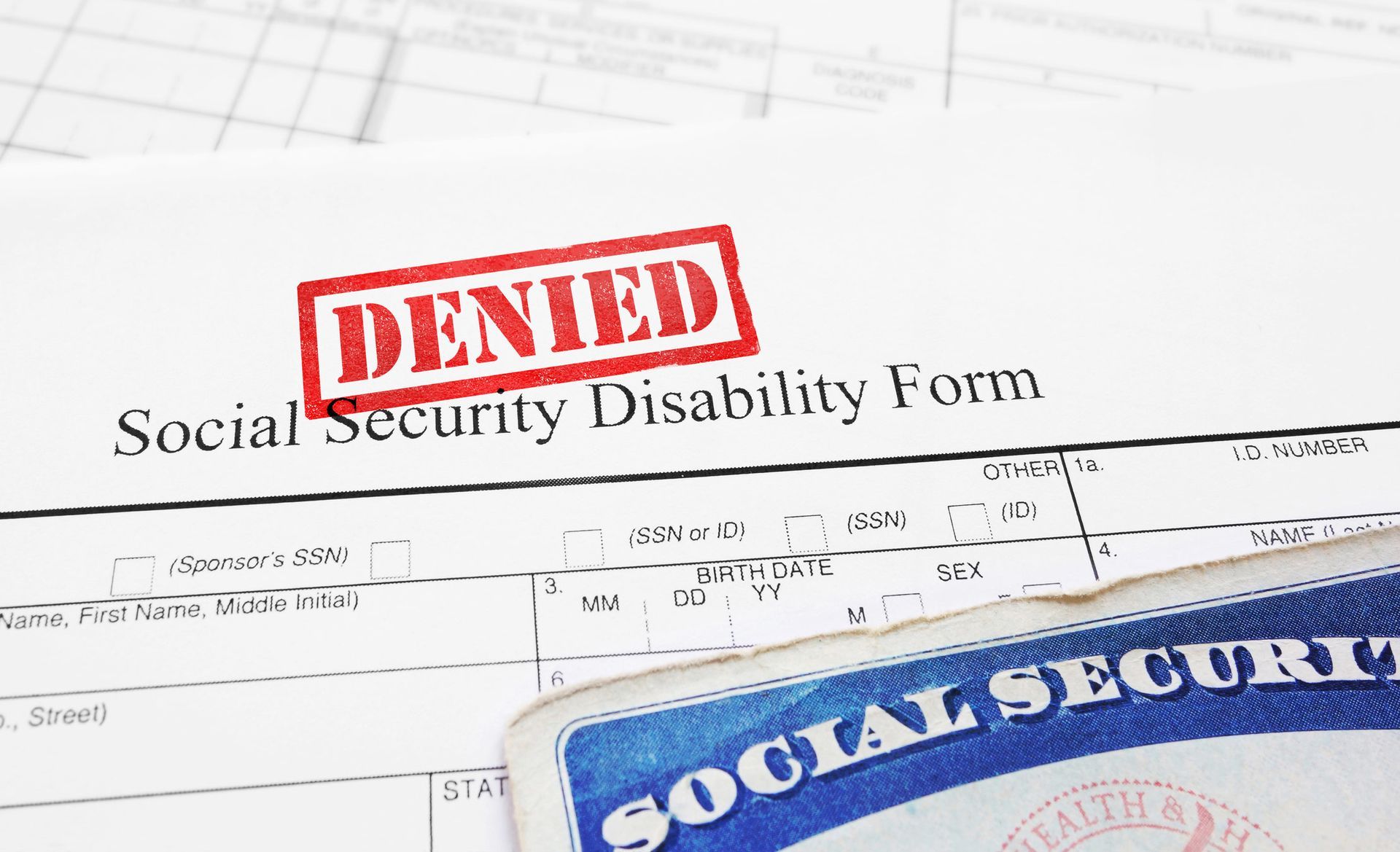 Denied social security disability application form.