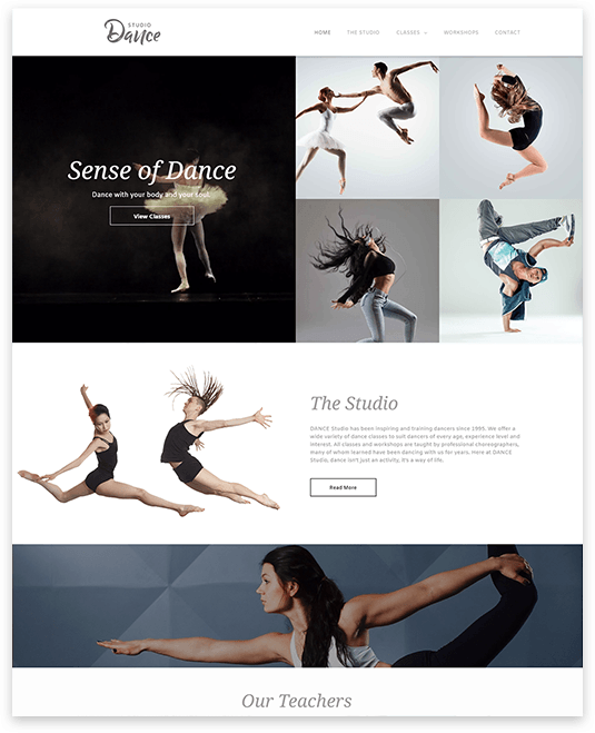 Dance Studio Website example, Urbandog Media