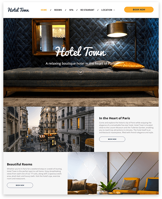 Hotel website example, Urbandog Media