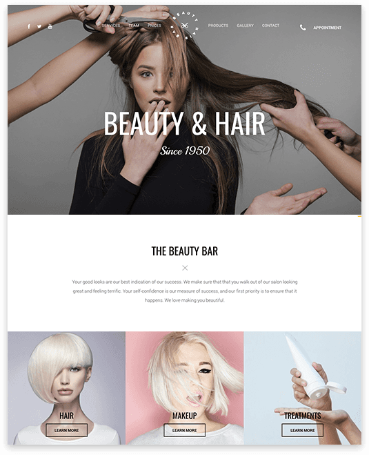 Hair & Beauty website example, Urbandog Media