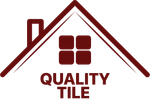 Logo for Quality Tile: brown house outline with four square tiles in place of a window, text "QUALITY TILE" below.