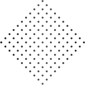 A square made of black polka dots on a white background.