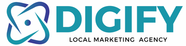 the logo for digify local agency digital marketing is blue and white .