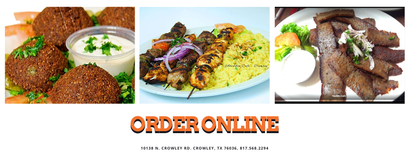 a collage of three pictures of food with the words order online at the bottom