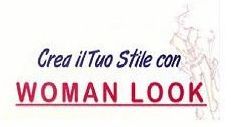 Un logo per un'azienda chiamata Woman Look con il disegno di una donna.