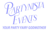 a purple logo for partynista events your party fairy godmother