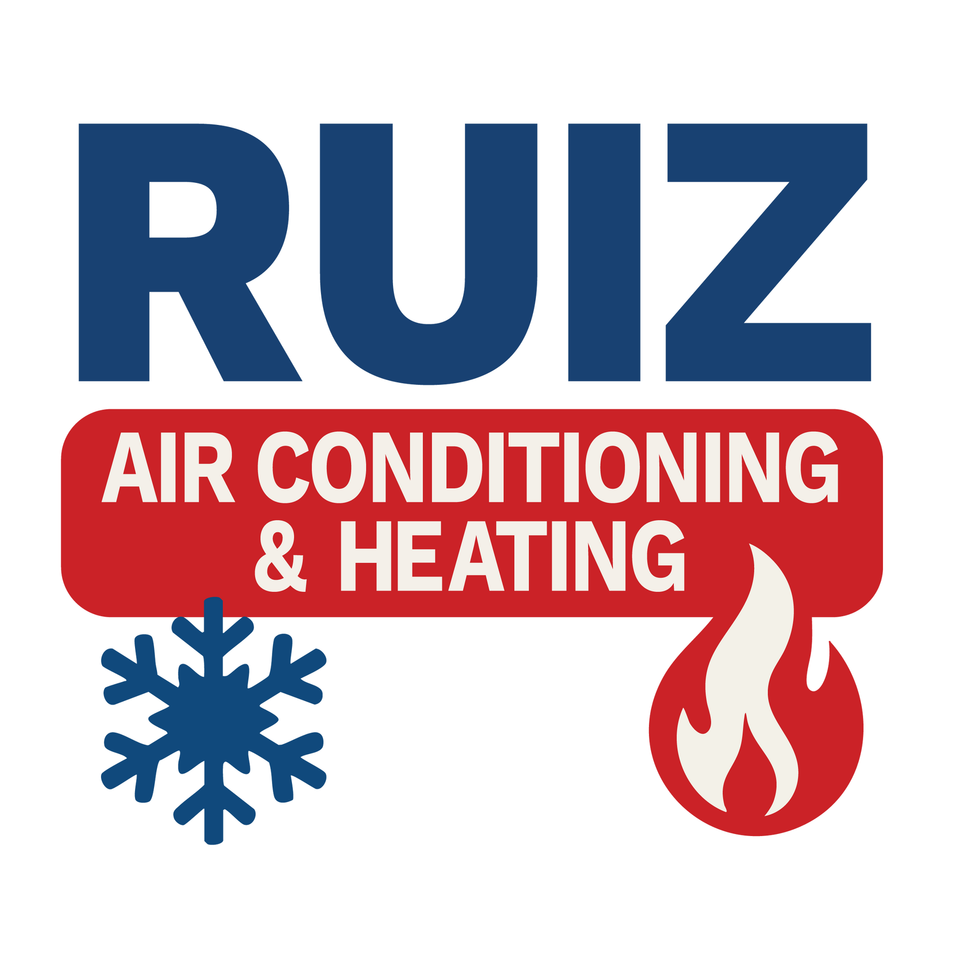 The logo for ruiz air conditioning and heating