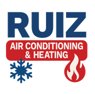 The logo for ruiz air conditioning and heating