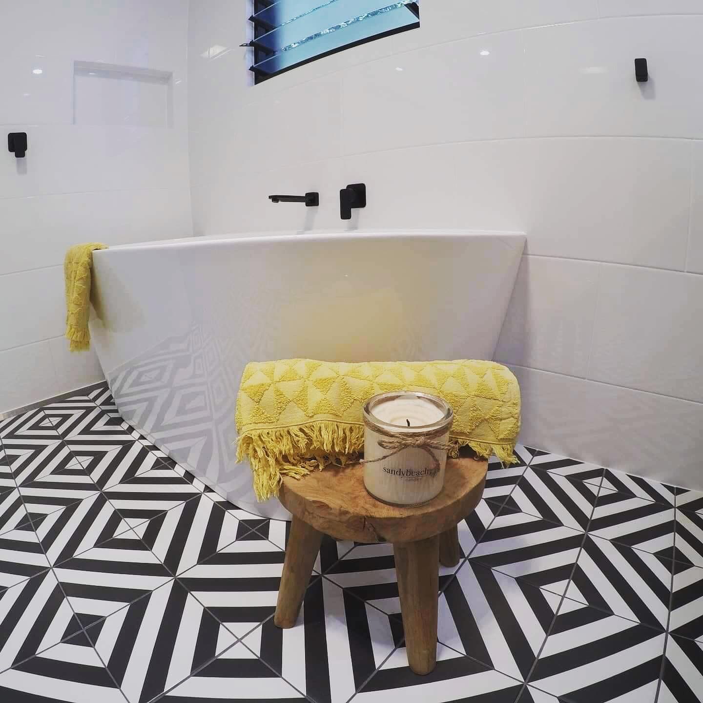 Modern Bathroom with Vanity, Green Tile Wall, and Circular Mirror — Midcoast Wall & Floor Tiling in Woolgoolga, NSW