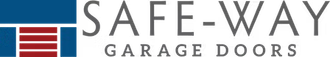 Safe-Way Garage Doors logo with red-and-blue icon and gray text