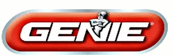 GENIE logo in white and black on a red oval background