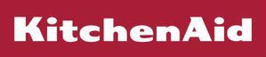 The kitchenaid logo is on a red background