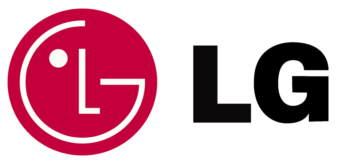 A red and black lg logo on a white background