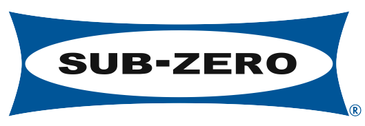 A blue and white sub-zero logo on a white background.