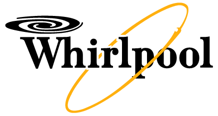 A whirlpool logo with a yellow circle around it