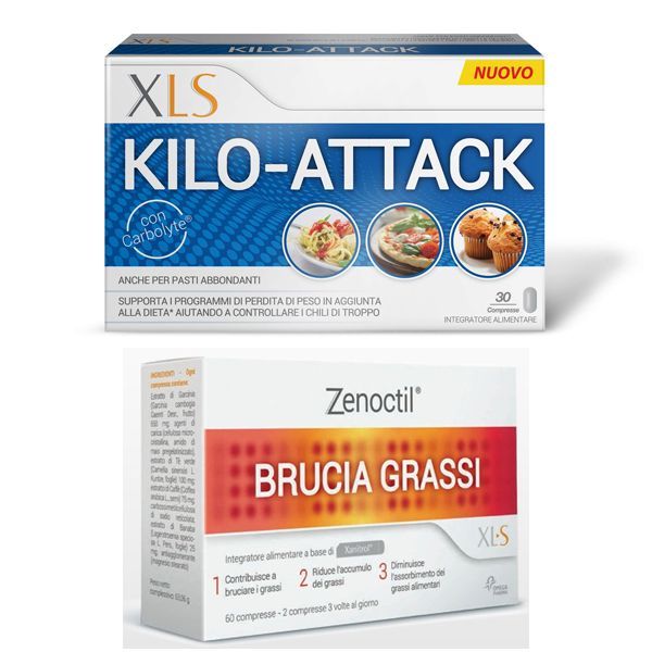 Una scatola di xls kilo-attack e una scatola di zenoctil brucia grassi