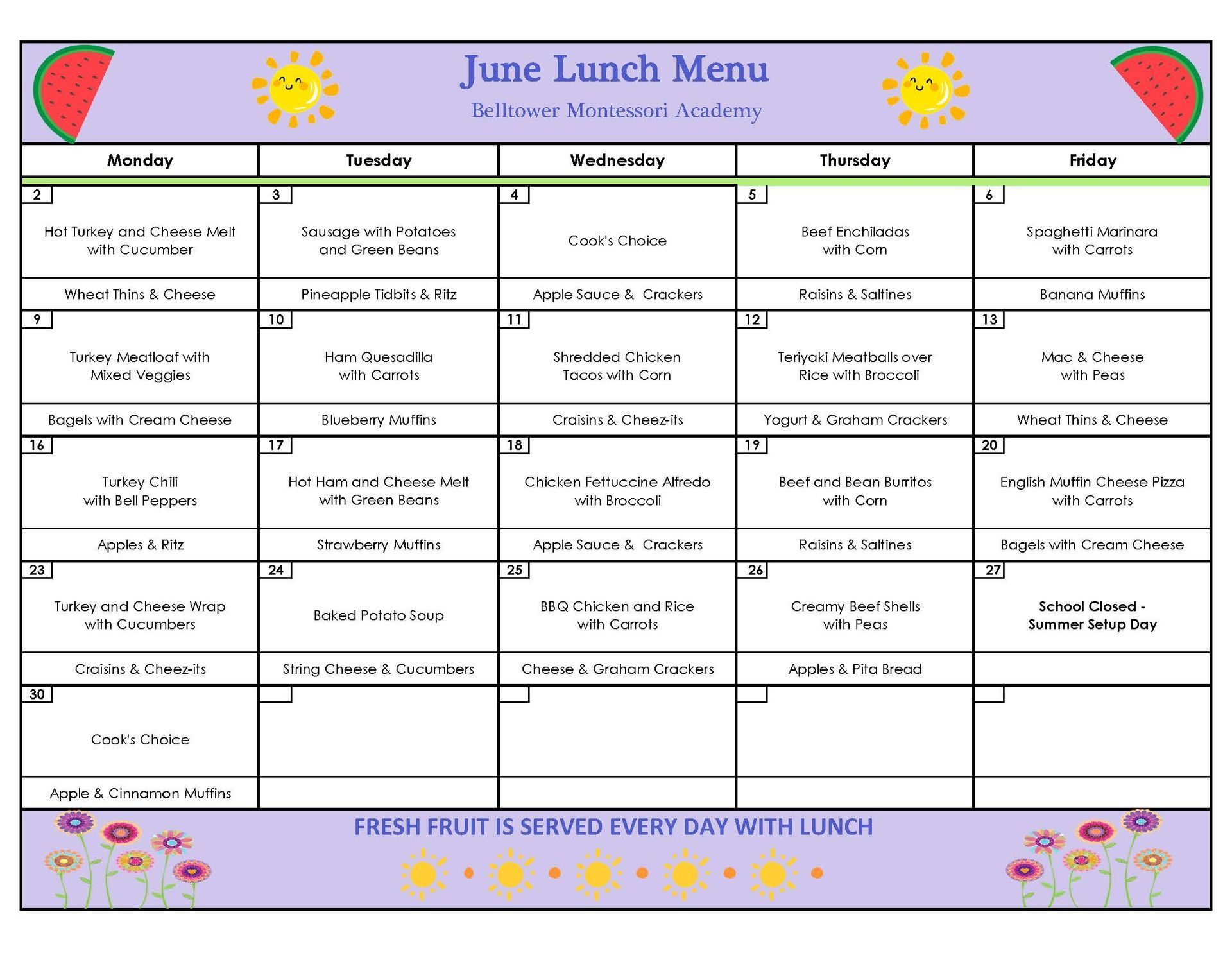 Lunch Program June