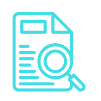 A magnifying glass with a graph inside of it.