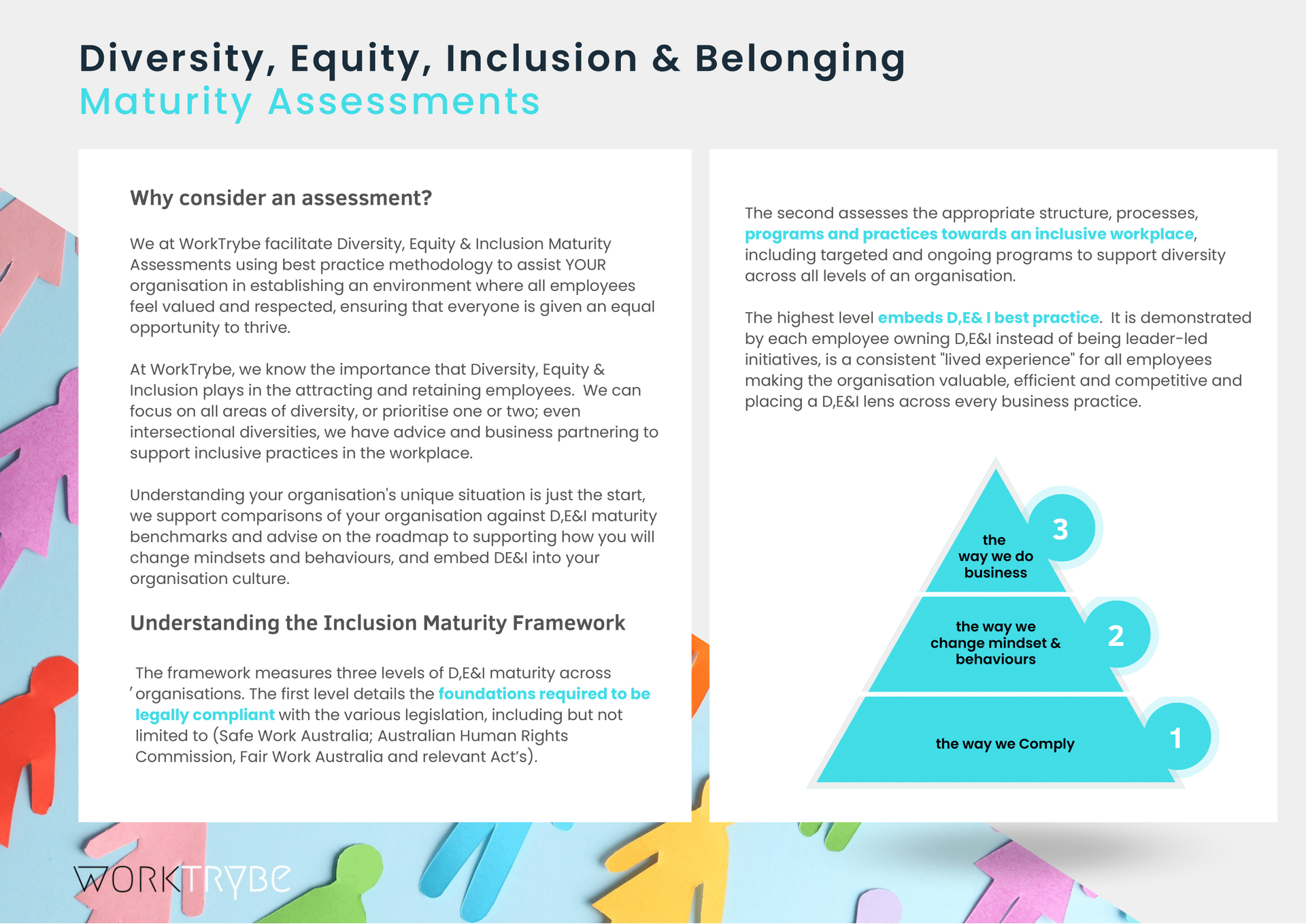 A brochure about diversity , equity , inclusion and belonging maturity assessments