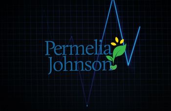 A permelia johnson logo with a heartbeat graph in the background