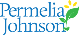 A blue and green logo for Permelia Johnson Consulting.