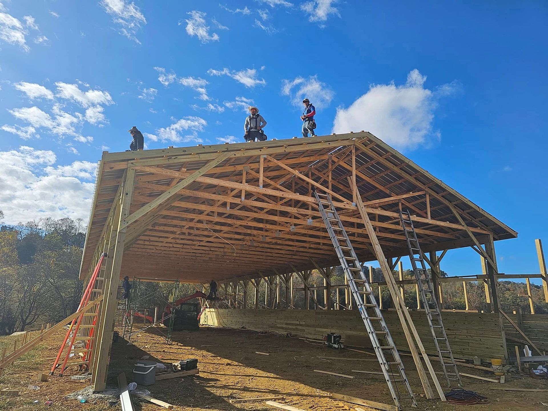 Barn construction project by Sands Fence Co.