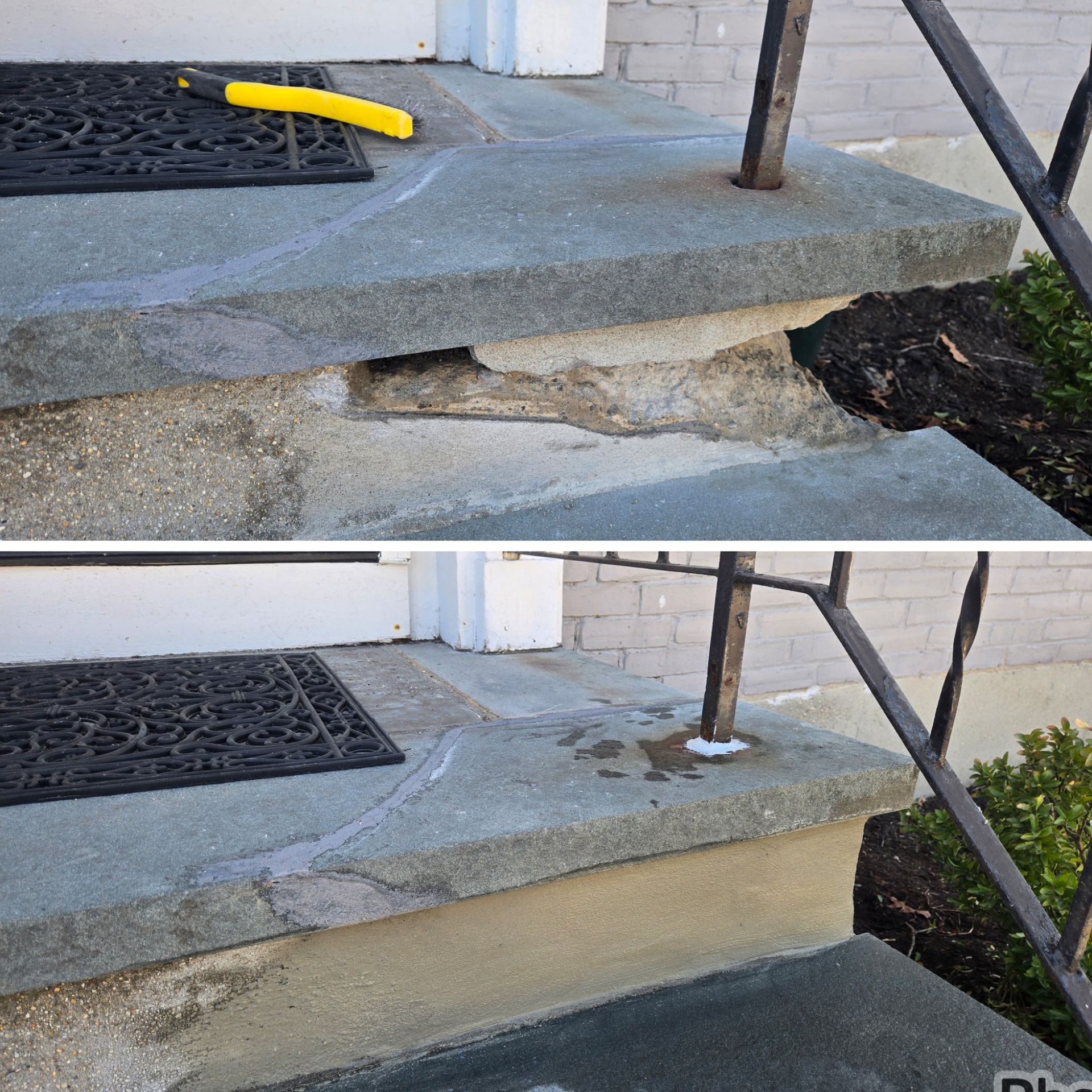 Before and after of concrete front stairs