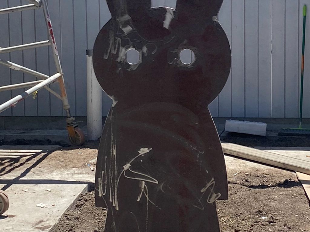 A Statue Of A Rabbit With Holes In Its Eyes — Quality Fabrications & Welding Pty Ltd In Bohle, QLD