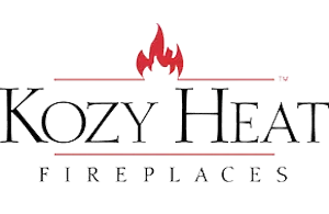 The kozy heat fireplace logo has a red flame on it