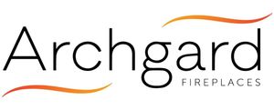 A logo for archgard fireplace , a company that sells fireplaces.
