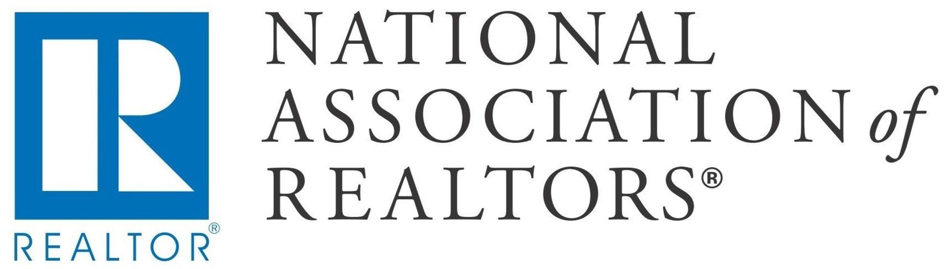 The National Association of Realtors logo: blue square with the letters "R" and a serif typeface, followed by text "NATIONAL ASSOCIATION of REALTORS®."