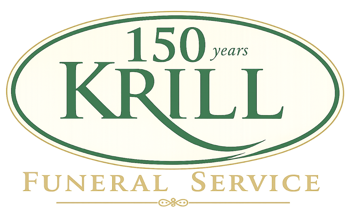 A logo for krill funeral service serving williams country and surrounding area for 150 years