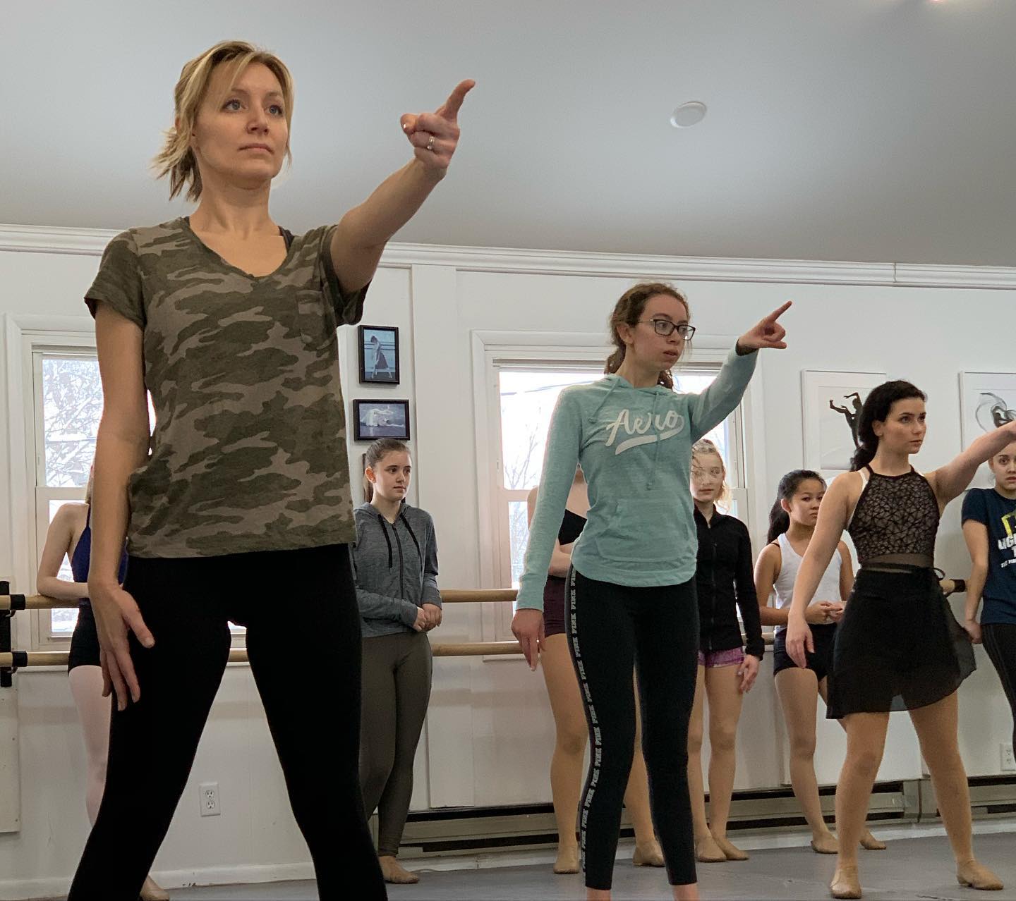Instructor With Her Teenager Students — Karyns Dance Place — Holt, MI