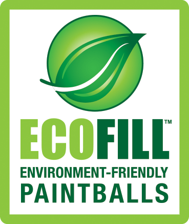 A logo for ecofill environment friendly paintballs