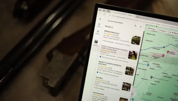 Google Listings on a Laptop mk38 | Gun Marketing | Get started with Google for your shooting business.