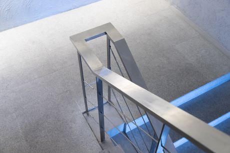 Modern rectangular stainless steel handrail