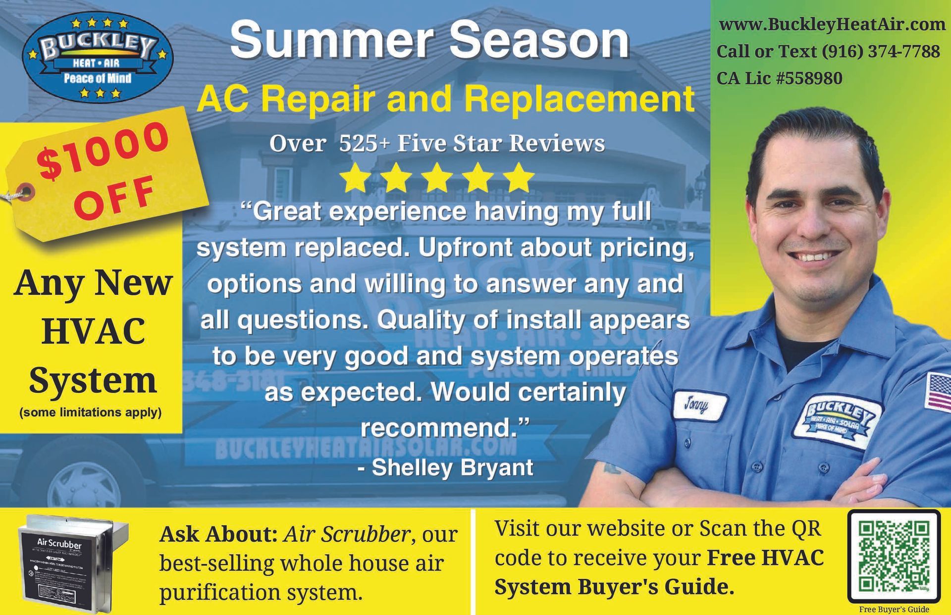 An ad for ac repair and replacement for summer season