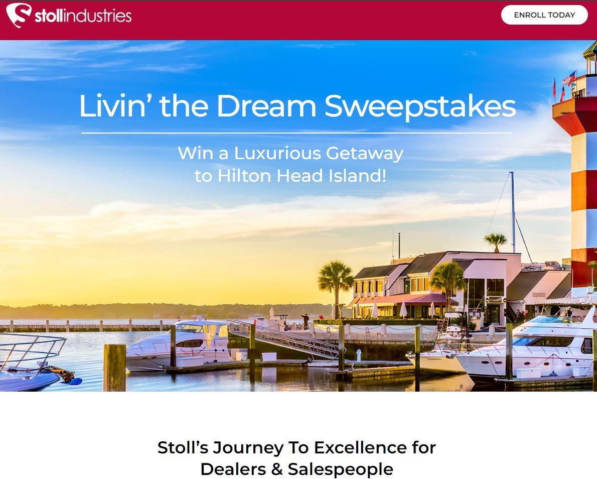 A screenshot of a website that says livin ' the dream sweepstakes