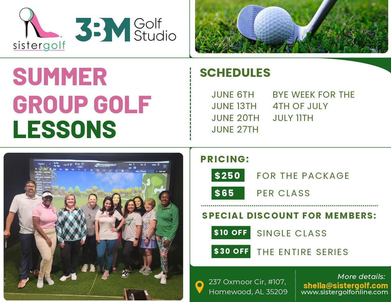 A flyer for summer group golf lessons at 3m studio