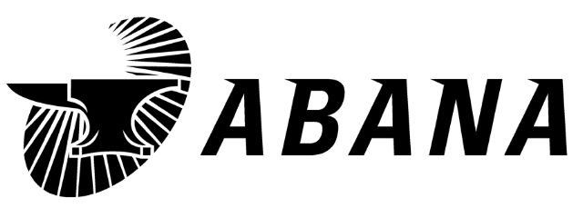 A black and white logo for a company called abana.