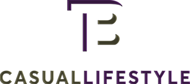 A logo for casual lifestyle with a purple letter b on a white background.